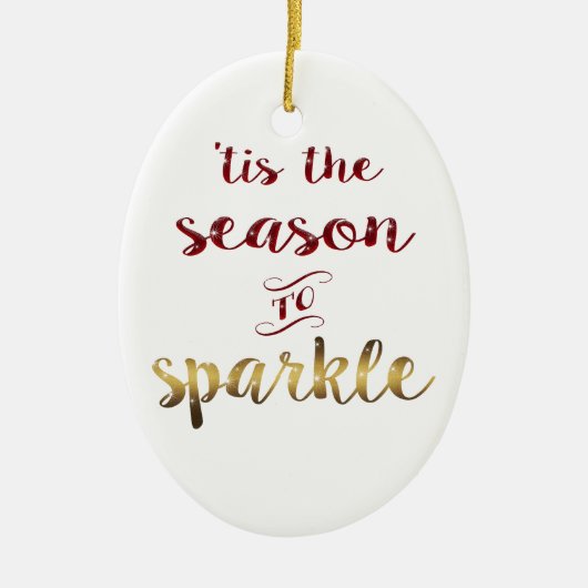 金ゴールドレッドは、手書き輝く季節 セラミックオーナメント (正面)