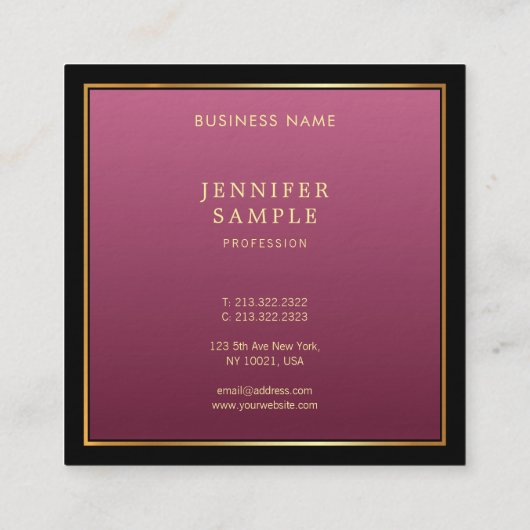 金ゴールドレッドエレガントプロフェッショナル洗練ラグジュアリー スクエア名刺 (裏面)