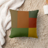 金ゴールドレッドオリーブグリーンオレンジカラーブロックプリント クッション (ブランケット)
