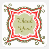 金ゴールドレッドカスタムサンキューステッカー スクエアシール (正面)