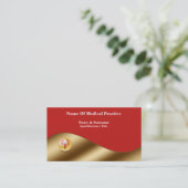 金ゴールドレッドカデエレガントュース医療 名刺 (スタンド正面)