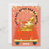 金ゴールドレッドカーメリークリスマスブランチディナーコーラル 招待状 (裏面)