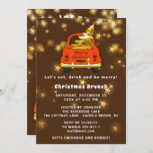 金ゴールドレッドカーメリークリスマスブランチディナーブラウン 招待状 (正面/裏面)