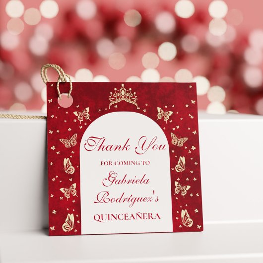 金ゴールドレッドキンセアニラバタフライティアラミンス フェイバータグ