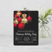 金ゴールドレッドクリスマスボーブルズホリデーパーティーシック 招待状 (スタンド正面)