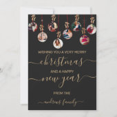 金ゴールドレッドグリッターぶら下がったズオーナメント写真クリスマス シーズンカード (正面)