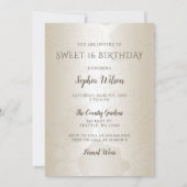 金ゴールドレッドグリッタースパークルドレススウィート16誕生日 招待状 (裏面)