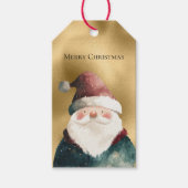 金ゴールドレッドグリーンクリスマスサンタクロース ギフトタグ (正面)