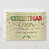 金ゴールドレッドグリーンタイポグラフィクリスマスパーティー 招待状 (正面)