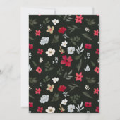 金ゴールドレッドグリーンフローラスノーフレーククリスマス 招待状 (裏面)