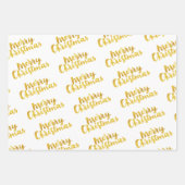 金ゴールドレッドグリーンメリークリスマスハッピーホリデー ラッピングペーパーシート (正面3)