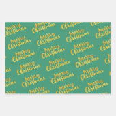 金ゴールドレッドグリーンメリークリスマスハッピーホリデー ラッピングペーパーシート (正面2)