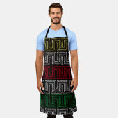 金ゴールドレッドグリーン白黒トバルメイズパンアフリカ エプロン (着用した状態)
