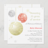 金ゴールドレッドシルバーウィンターリタイアメントパーティー 招待状 (正面/裏面)