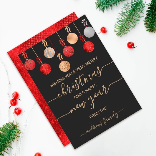 金ゴールドレッドシルバーグリッターぶら下がったのオーナメントクリスマス シーズンカード