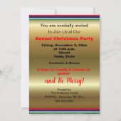 金ゴールドレッドストライプのクリスマスパーティー 案内状 (正面)