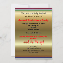 金ゴールドレッドストライプのクリスマスパーティー 案内状