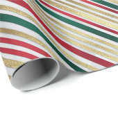 金ゴールドレッドストライプグリーン紙 ラッピングペーパー (ロールコーナー)
