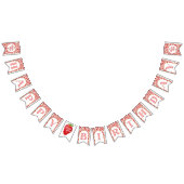 金ゴールドレッドストロベリーベリーファーストハッピーバースデー バンティングフラッグ (全)