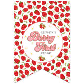 金ゴールドレッドストロベリーベリーファーストハッピーバースデー バンティングフラッグ (第1の旗)