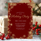 金ゴールドレッドスノーフレークウィンター企業のホリデー 招待状