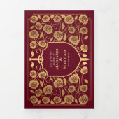 金ゴールドレッドソードシールド中世ファンタジー 三つ折り招待状 (カバー)