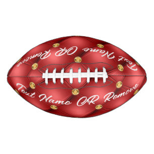金ゴールドレッドダイヤモンドタフテッドレザーあなたのテキストサッカー アメリカンフットボール