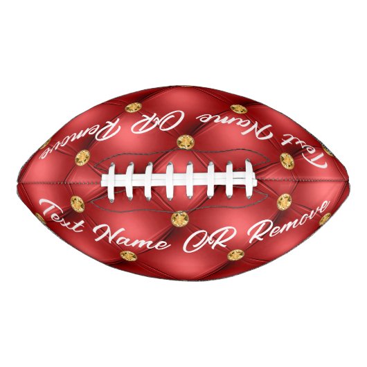 金ゴールドレッドダイヤモンドタフテッドレザーあなたのテキストサッカー アメリカンフットボール (正面)