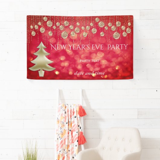 金ゴールドレッドニューイヤーズイブパーティー眩しい贅沢 横断幕 (インサイチュ)