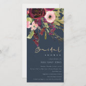 金ゴールドレッドネイビーピンクローズフローラブライダルシャワー招待状 サンキューカード (正面/裏面)