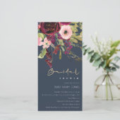 金ゴールドレッドネイビーピンクローズフローラブライダルシャワー招待状 サンキューカード (スタンド正面)