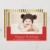 金ゴールドレッドハッピーホリデーズフォトベビー発表 シーズンカード (正面/裏面)