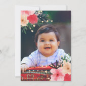 金ゴールドレッドピンクフローラ水彩写真アナプラシャン 招待状 (裏面)