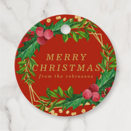 金ゴールドレッドファミリーメリークリスマスグリッター フェイバータグ