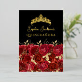 金ゴールドレッドフローラバラキンセアニェラ 箔招待状 (立ち正面)