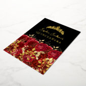 金ゴールドレッドフローラバラリーフキンセアニェラ 箔招待状 (回転した状態)