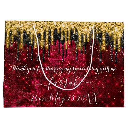 金ゴールドレッドブラックドリップスフェイスラージ抱き枕 ラージペーパーバッグ (裏面)