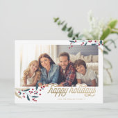 金ゴールドレッドベリーフレーム |ハッピーホリデー シーズンカード (スタンド正面)