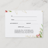 金ゴールドレッドベリーホリデーギフト証明書 割引カード (裏面)