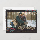 金ゴールドレッドベリー写真フレーム | ハッピーホリデー ポストカード (正面/裏面)