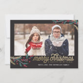 金ゴールドレッドベリー写真フレーム |メリークリスマス シーズンカード (正面)