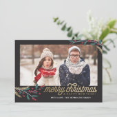 金ゴールドレッドベリー写真フレーム |メリークリスマス シーズンカード (スタンド正面)