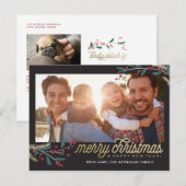 金ゴールドレッドベリー写真フレーム |メリークリスマス ポストカード (正面/裏面)