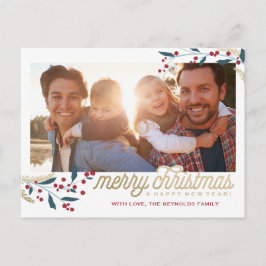 金ゴールドレッドベリー写真フレーム |メリークリスマス ポストカード
