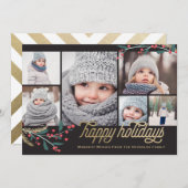 金ゴールドレッドベリー6フォトコラージュ |ハッピーホリデー シーズンカード (正面/裏面)