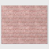 金ゴールドレッドホワイトグリッターストライプクリスマス ラッピングペーパー (フラット)