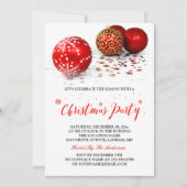 金ゴールドレッドボーブルシンプルススタイリッシュクリスマスパーティー 招待状 (正面)