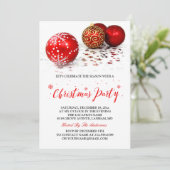 金ゴールドレッドボーブルシンプルススタイリッシュクリスマスパーティー 招待状 (スタンド正面)