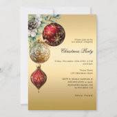 金ゴールドレッドボーブルズビジネスのクリスマスパーティー 招待状 (正面)