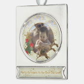 金ゴールドレッドポインセチア最高のツリーパパクリスマスフォト シルバープレートバナーオーナメント (左)